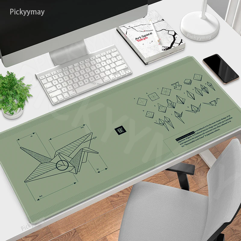 

Matcha Desk Mat Gamer Mousepads Paper Crane Art Mouse Pad Office Desk Pads Large Mousepad Locking Edge Mouse Mats For Computer