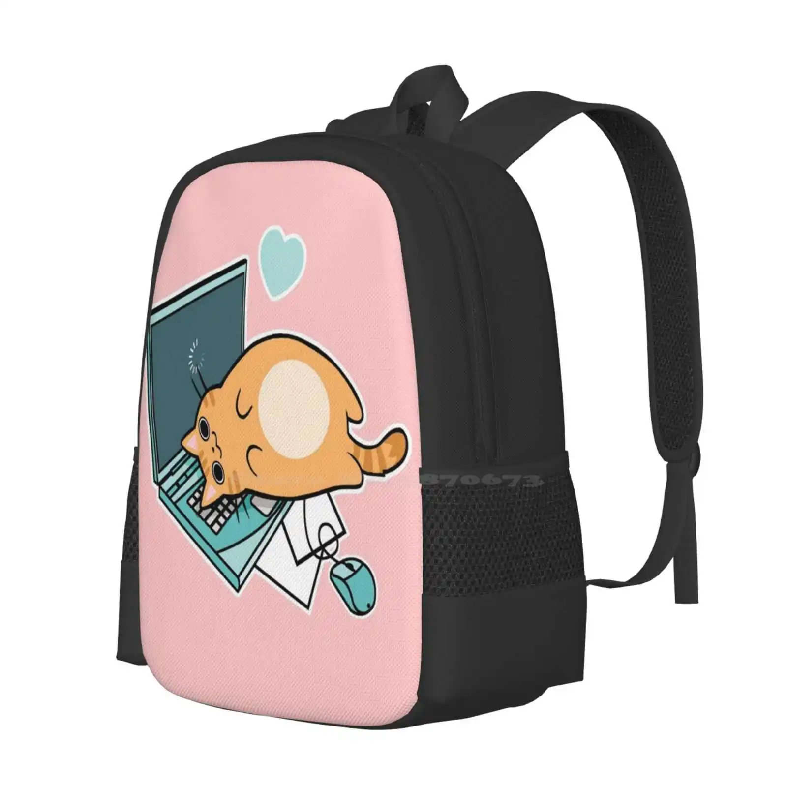 Cute Laptop Cat New Arrivals Unisex Bags Student Bag Backpack Cat Kitten Kitty Laptop Computer Cute Adorable Funny Love Lovable