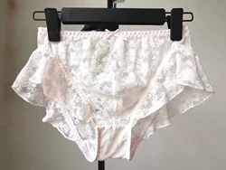 Man's Lace Pink White Briefs Sex DJ Club Bar Costumes FKK Private Party Harajuku Panties BF Gift