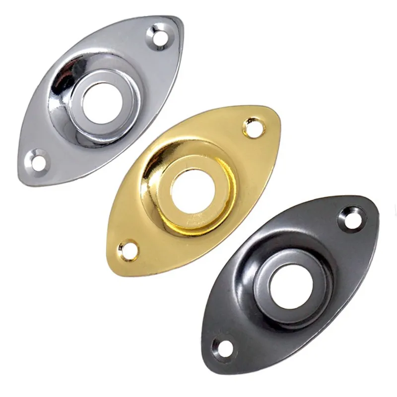 3Pcs Oval Indented Metal Jack Plates For Electric Guitar Bass Replacement Guitar Parts Chrome Black Gold Guitar Accessories