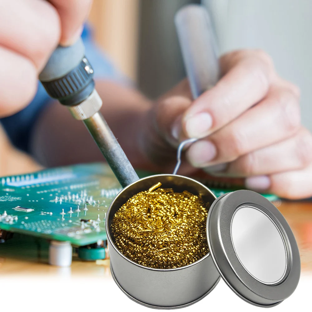 

Soldering Iron Tip Cleaner Metal Wire Stand Steel Ball Metal Dross Box Clean Ball for Cleaning Soldering Irons and Tips