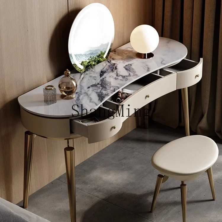 LXY household small apartment master bedroom study balcony modern simple solid wood rock slab dressing table