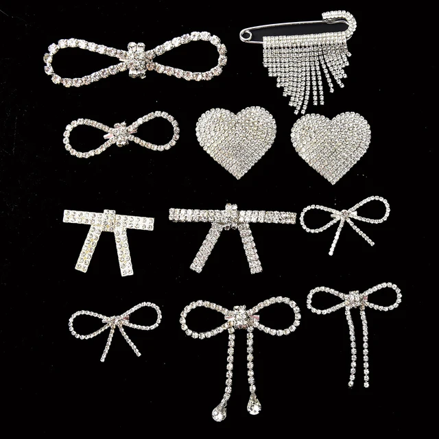 2 szt. Szklany kryształ górski kryształowa kokardka broszka Pin aplikacja naszywki Diy odzież torby na ubrania dekoracja butów