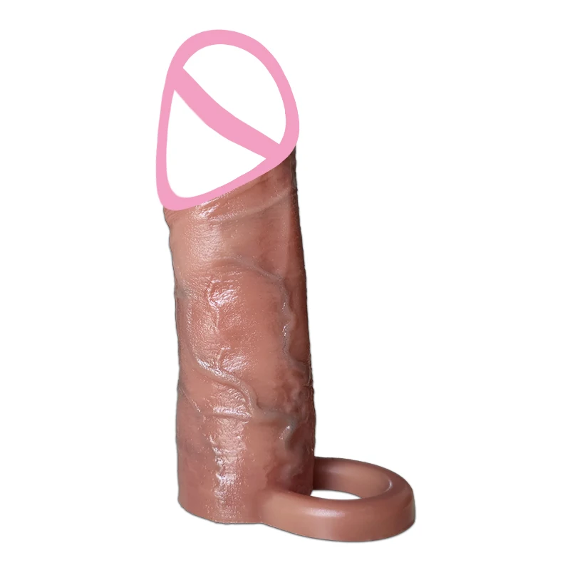 YUESHE Soft Liquid Silicone Dick Sleeve Enlargement Lock Dildo Penis Ring for Adult Men Thick Cock Sleeve Male Sex Enhancer