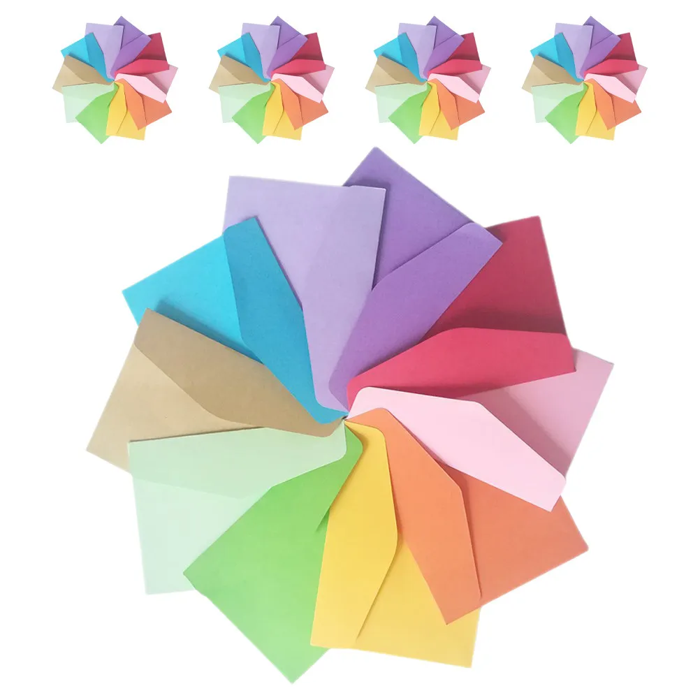 50Pcs Letter Writing Envelopes Kraft Paper Mini Envelopes for Personal Letters Invitations Scrapbooking Organizing Buttons
