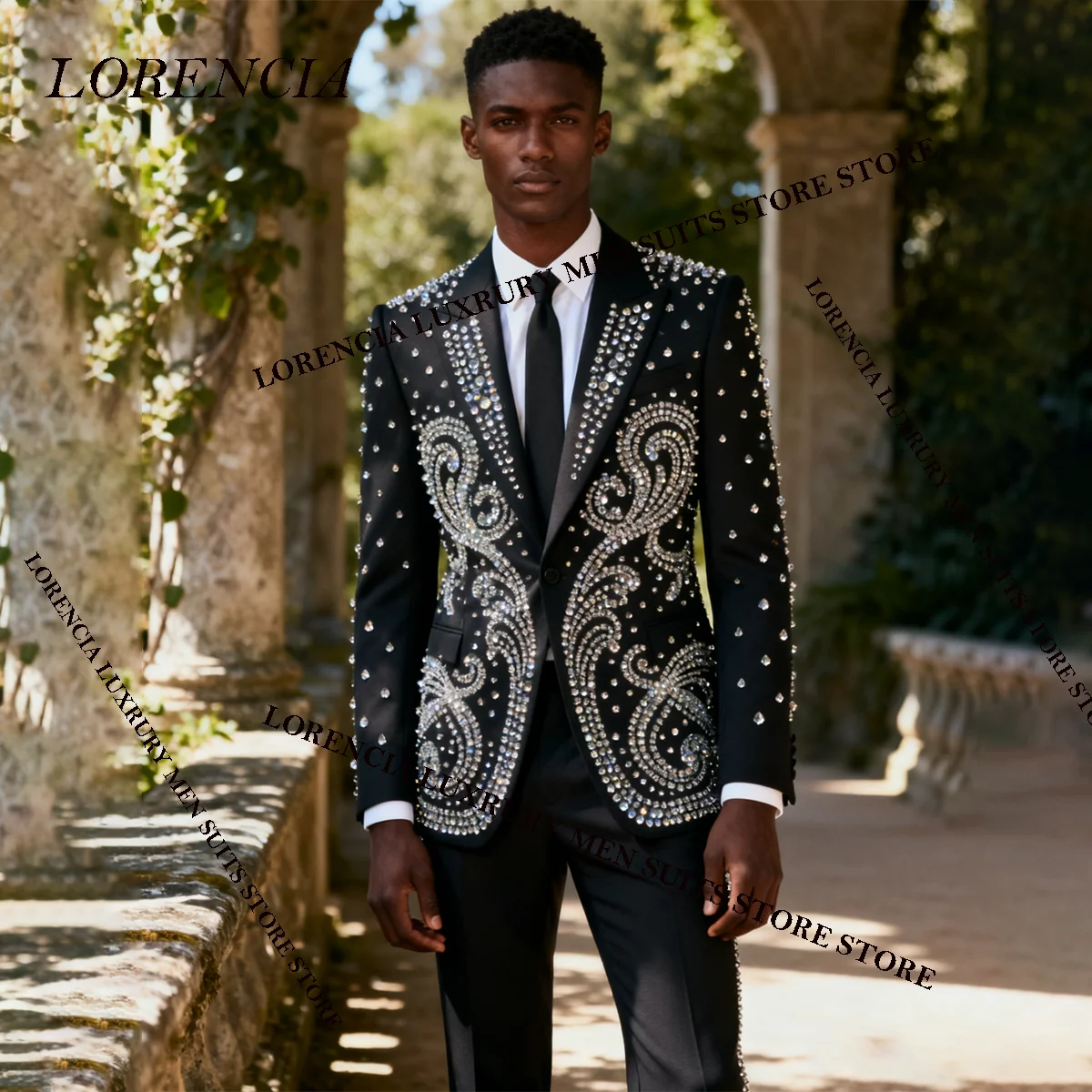 

Роскошный мужской костюм с бриллиантами и кристаллами, тонкий пиджак для жениха, комплект из 2 предметов, африканский свадебный мужской костюм на заказ, Ropa Hombre, формальный смокинг для жениха