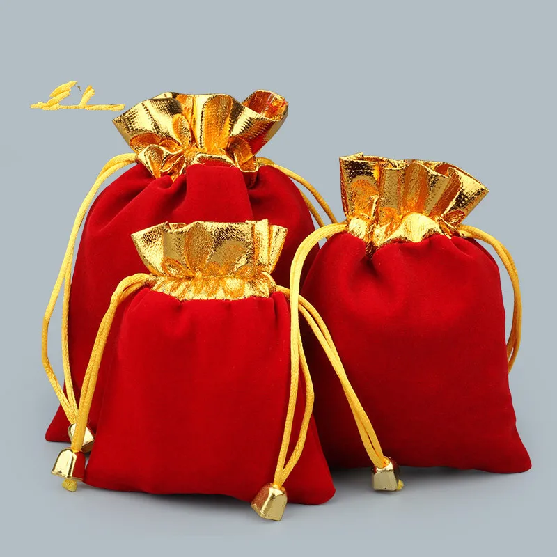 20Pcs Jewelry Bags Drawstring Velvet Bags Prayer Beads Brocade Bags Wedding Candy and Cultural Toy Bags Small Cloth Bags