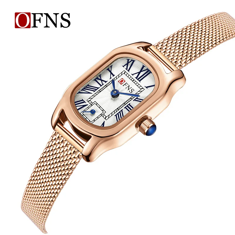 

Кварцевые часы OFNS с римской шкалой, овальные, легкие, роскошные женские часы, роскошные водонепроницаемые кварцевые часы для женщин