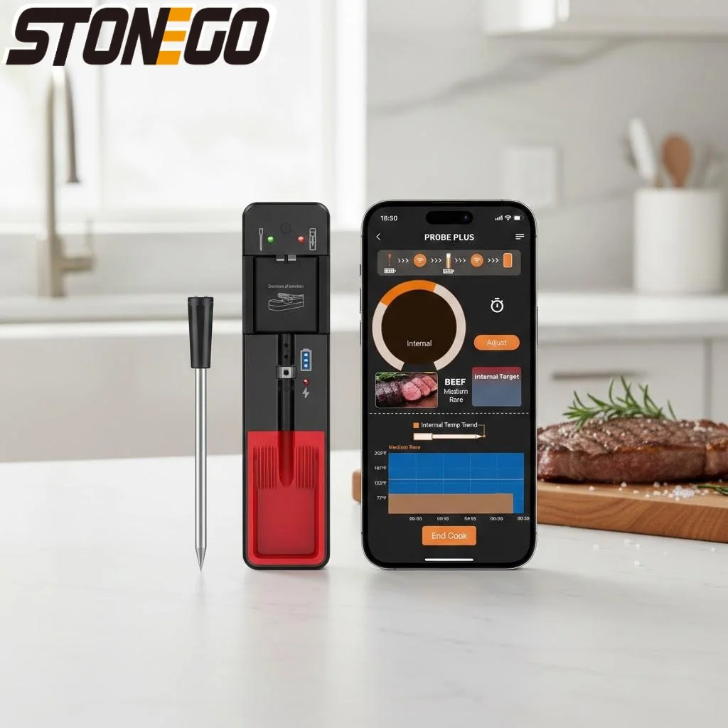 

Беспроводной Bluetooth-термометр для мяса с радиусом действия 360 футов, умный термометр для приготовления пищи в духовке, на гриле, на барбекю, для кухни, коптильни, су-вид