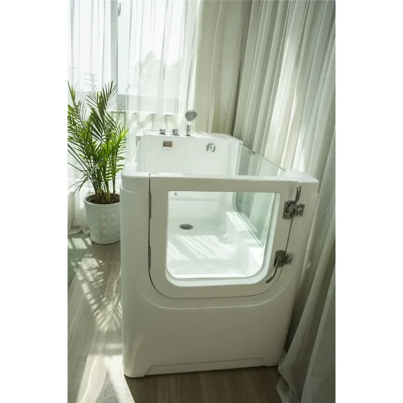 Modern Freestanding Mobile Pet Grooming Trailer with Japanese Acrylic Soaking Tub Heated Dog Cat Bath Massage Multi-Function