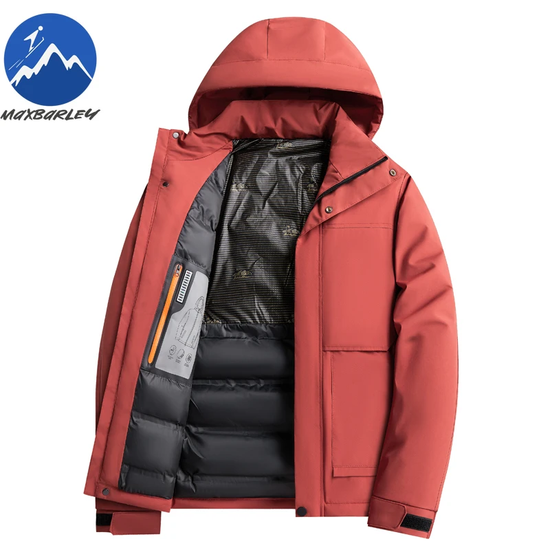 سترة Maxbarley للرجال من الجرافين مريحة للمغامرة الخارجية سترة سميكة دافئة بغطاء للرأس قابل للفصل ملابس شتوية مقاومة للرياح