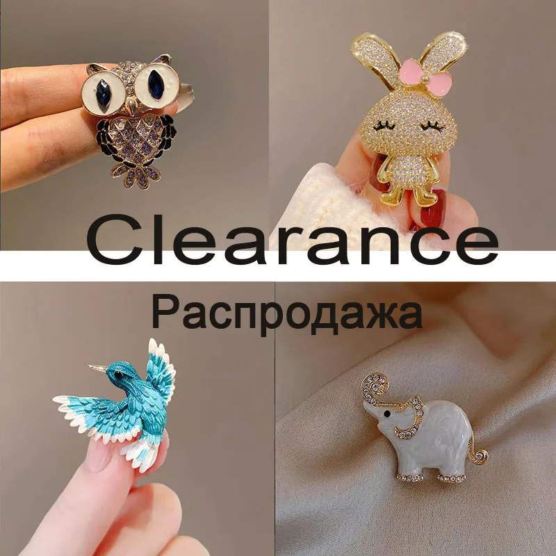 Clearance Price Rhinestone Animal Panda Elephant Rabbit Brooches for Women Men Lapel Pin Clearance Sale