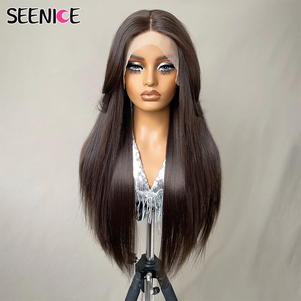 30Inch Synthetic Lace Front Wigs 13x6 Long Straight Blonde Wig For Black Women Natural Ombre Brown Cosplay Highlight Lace Wig