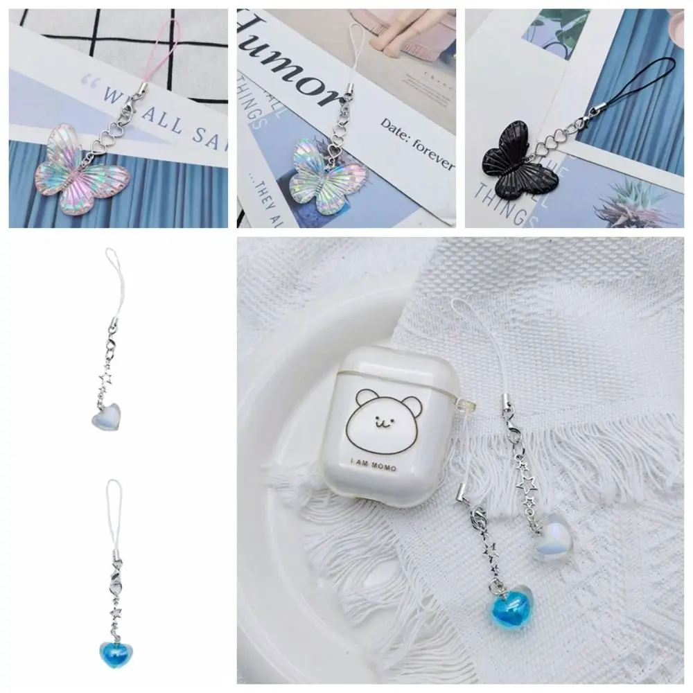 

Acrylic Love Star Phone Chain Phone Charm Anti-Lost Laser Butterfly Phone Pendant Short Trinket Sweet Phone Lanyard Jewelry Gift