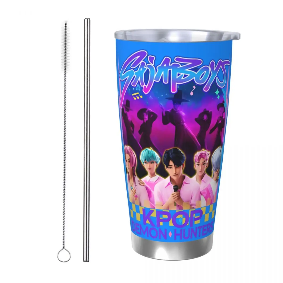 

Saja Boys Kpop Demon Hunters стакан с вакуумной изоляцией кофейные чашки из нержавеющей стали офисные домашние кружки с защитой от проливания, 20 унций