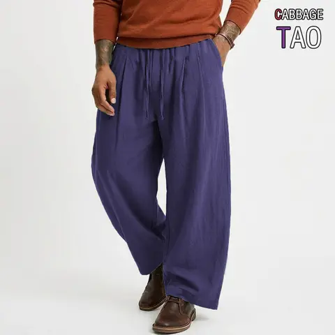 Mens Straight Leg Solid Color Linen Cotton Suit Pants Business Formal Casual Trousers Baggy Sport Sweatpant Bottoms for Men