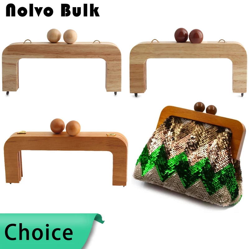 1PC 20*8cm Wooden Bag Closure Handles Solid Wood Metal Screws DIY Kiss Clasp Purse Frames Handmade Bags Accessories