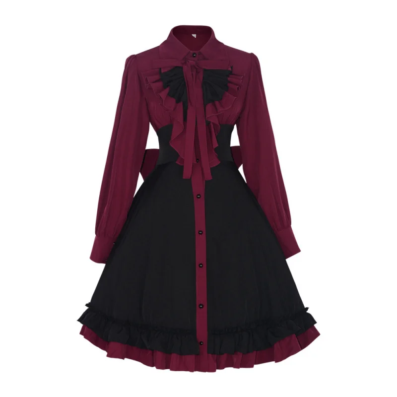 Nuevo Vestido Medieval de Estilo Gótico con Cinturón y Lazos, Vestido Renacentista para Mujer, Estilo Retro, Disfraces de Halloween, Cosplay, Anime