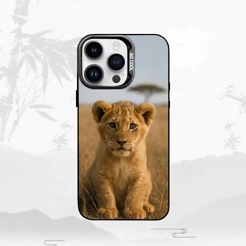 W-Wolf L-Lion Leopard Tiger telefoonhoesje voor iPhone17,16,15,14,13,12,11 Plus, Pro Max zwarte matte schokbestendige hoes