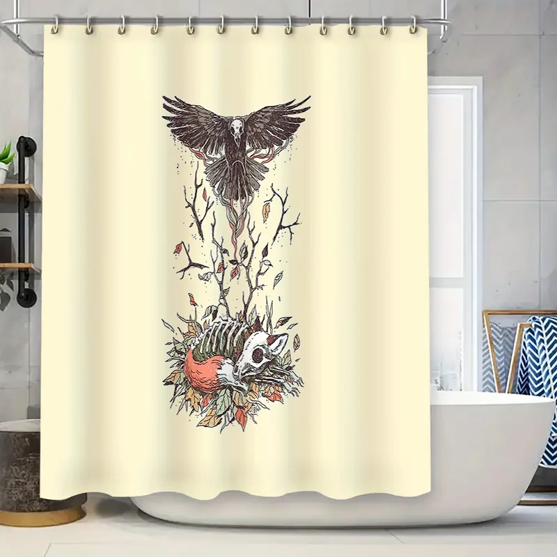 

Gothic Forest Shower Curtain Vintage Halloween Spooky Tree Skull Tapestry Dark Academia Home Decor Bathroom Set Waterproof