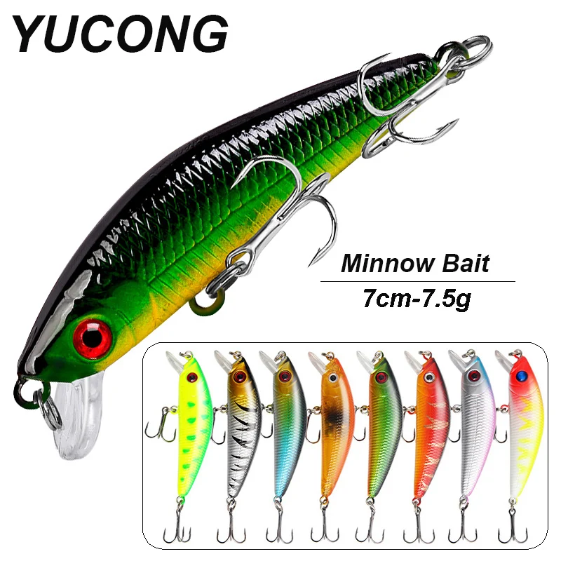 YUCONG-Cebo duro para pececillos, señuelo de pesca Artificial Wobbler de 7cm-7,5g, Jerkbait hundimiento, ruidoso leurre Trolling Isca Hart colonia, 1 unidad