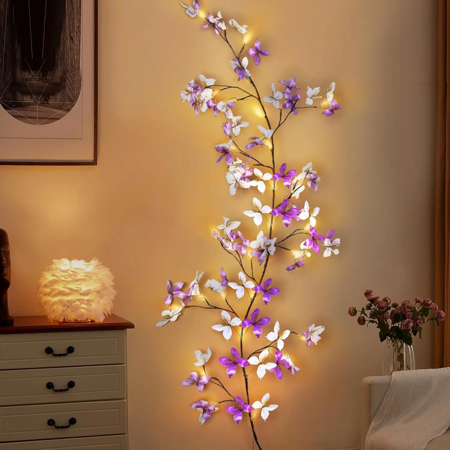 

Светодиодные гирлянды Willow Vine и Butterfly, 8 режимов, питание от USB для украшения спальни, День матери, подарки на День святого Валентина