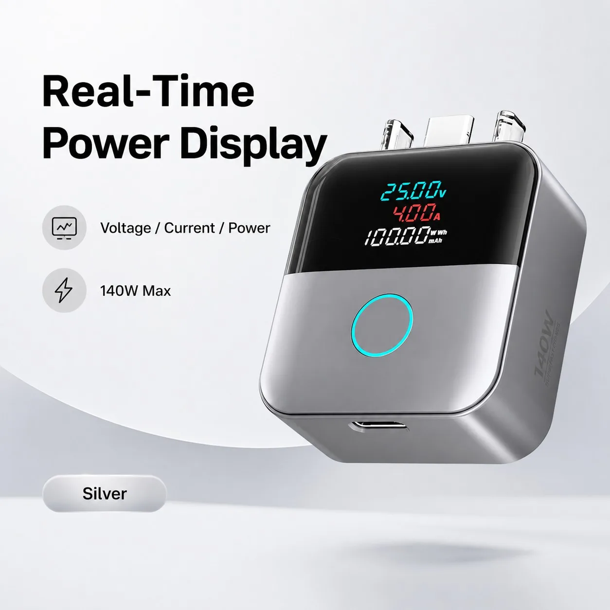 New Safety RGB Light Overcharge Prevention For Phone 140W PD Fast Charging Auto Powe-Off Protection Type-C Charger Connector