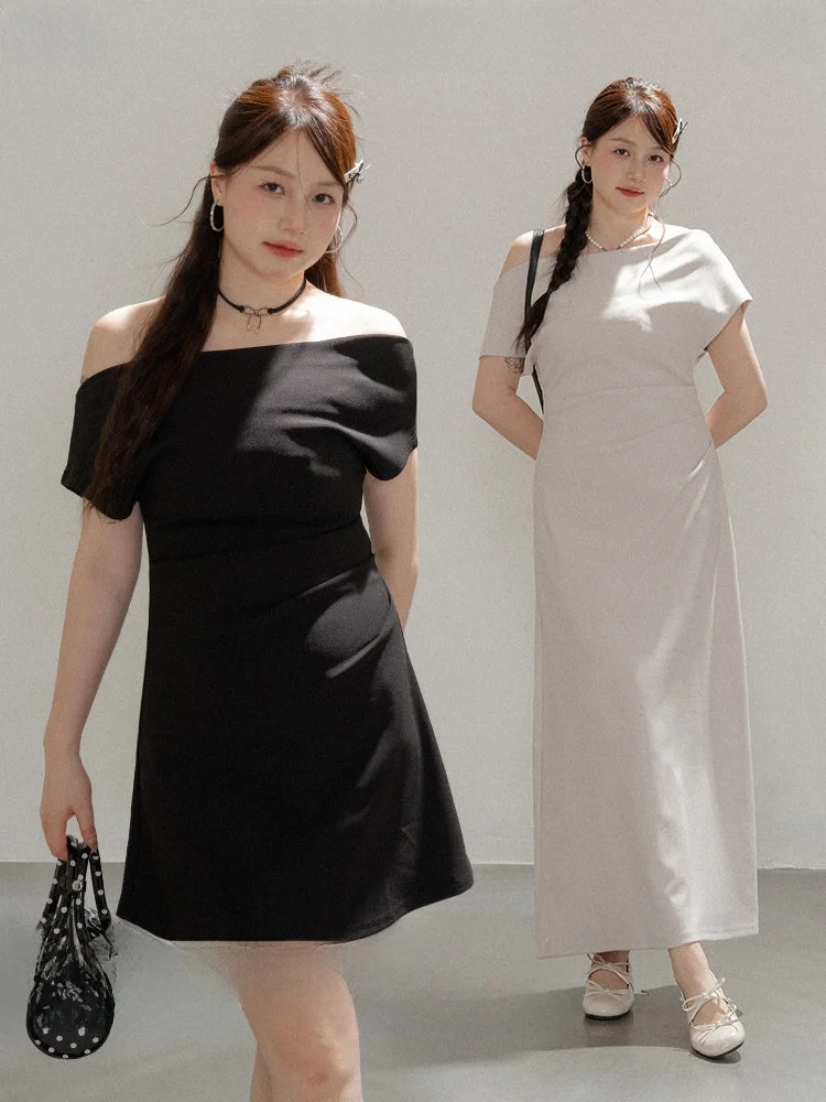 

Новинка! Женская юбка-трапеция больших размеров с драпировкой на плечах, скрывающая талию, в корейском стиле, для повседневной носки.