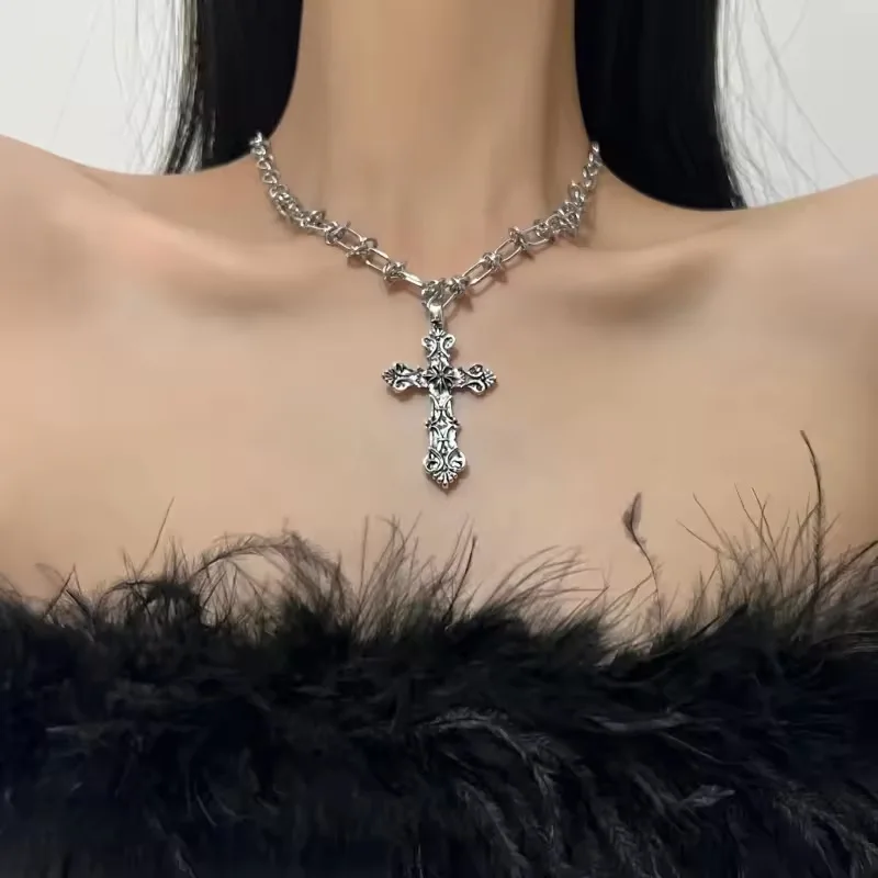 GANEMLY 316L الفولاذ المقاوم للصدأ الصب المعادن الصليب قلادة قلادة للرجال النساء الشرير الهيب هوب سلسلة طوق مجوهرات مقاوم للماء