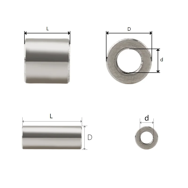 304 Stainless Steel Sleeve Unthreaded Bushing Washer Wearing Spacer Round Hollow Standoff Straight Through Gasket OD 4~12mm