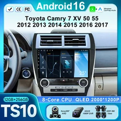 Android 16 For Toyota Camry 7 XV 50 55 2012 2013 2014-2015 2016 2017 Multimedia Carplay Car PlayerNavigation Screen GPS Radio