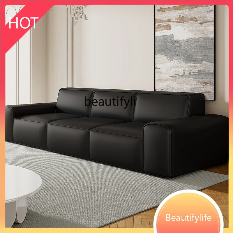 

Italian Minimalist Electric Sofa Bed Silicone Leather Living Room Multi-Functional Straight Row