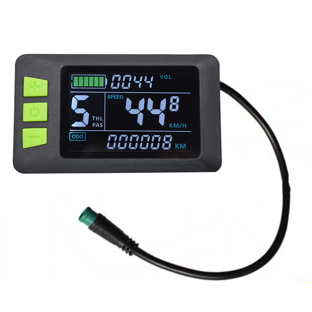 Premium Electric Bike LCD Display Meter 24V 36V 48V P3C Waterproof Cable Full Function Buttons Three Color Options