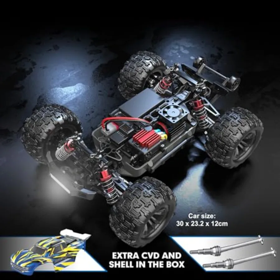 H16BM 1/16 RTR Brushless High Speed Electric 4X4 Off-Road RC Car Max 42mph Black and Red Fast Remote Control Truck wit