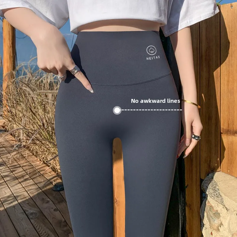 スリム効果ナイロンアーックスキンヨガパンツハイウエストおなかコントロールタイトフィットヒップリフティング薄い女性のパンツ