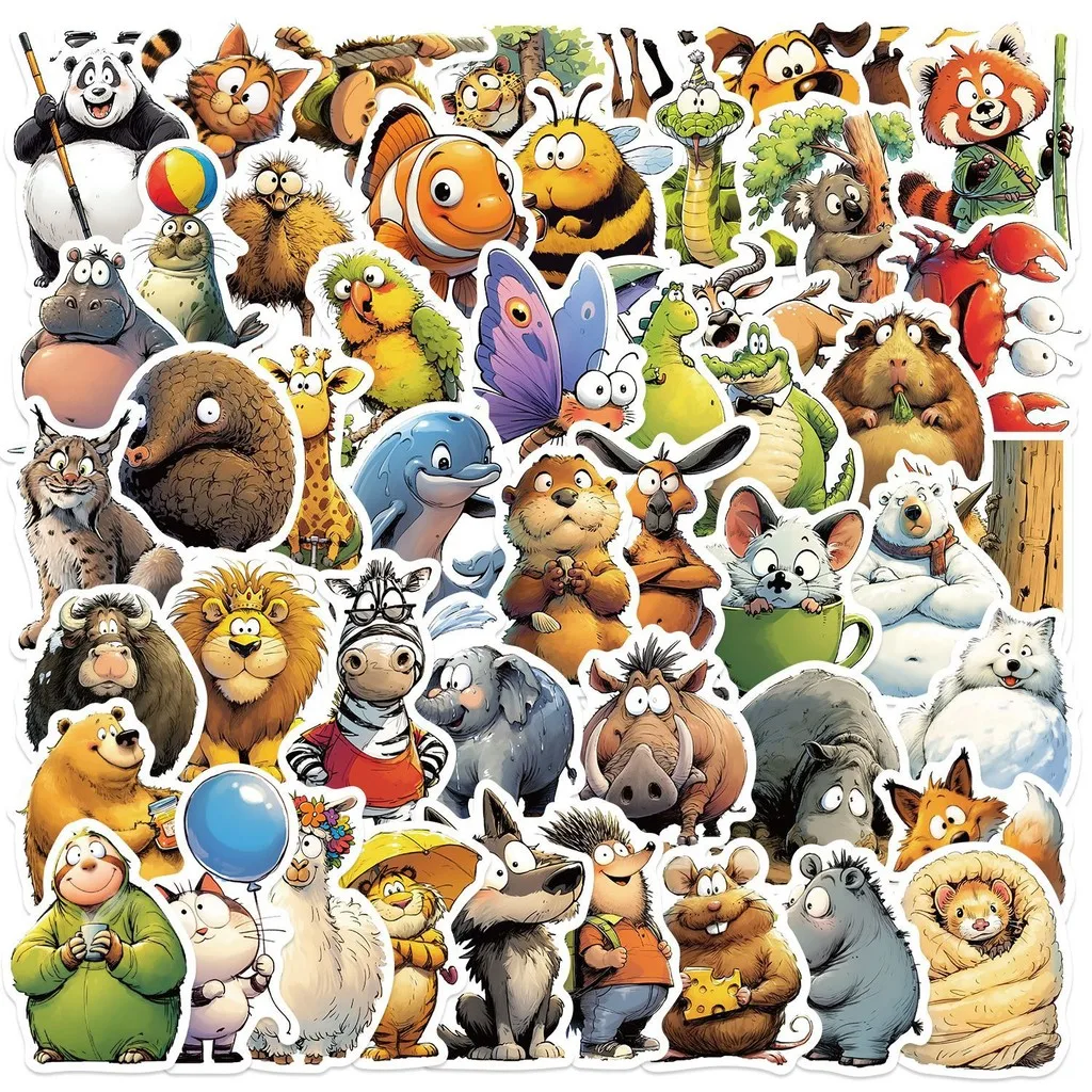 50 Stück Cartoon-lustige Tier-Graffiti-Aufkleber – wasserfeste DIY-Dekoration für Gitarre, Notebook und Gepäck (Anime Worlds Store)