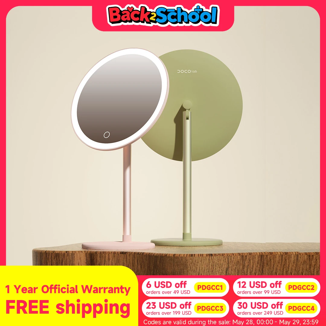 

DOCO Makeup Mirror Mini Desktop LED Light High Quanlity Metal Texture Perfect for Gift Giving