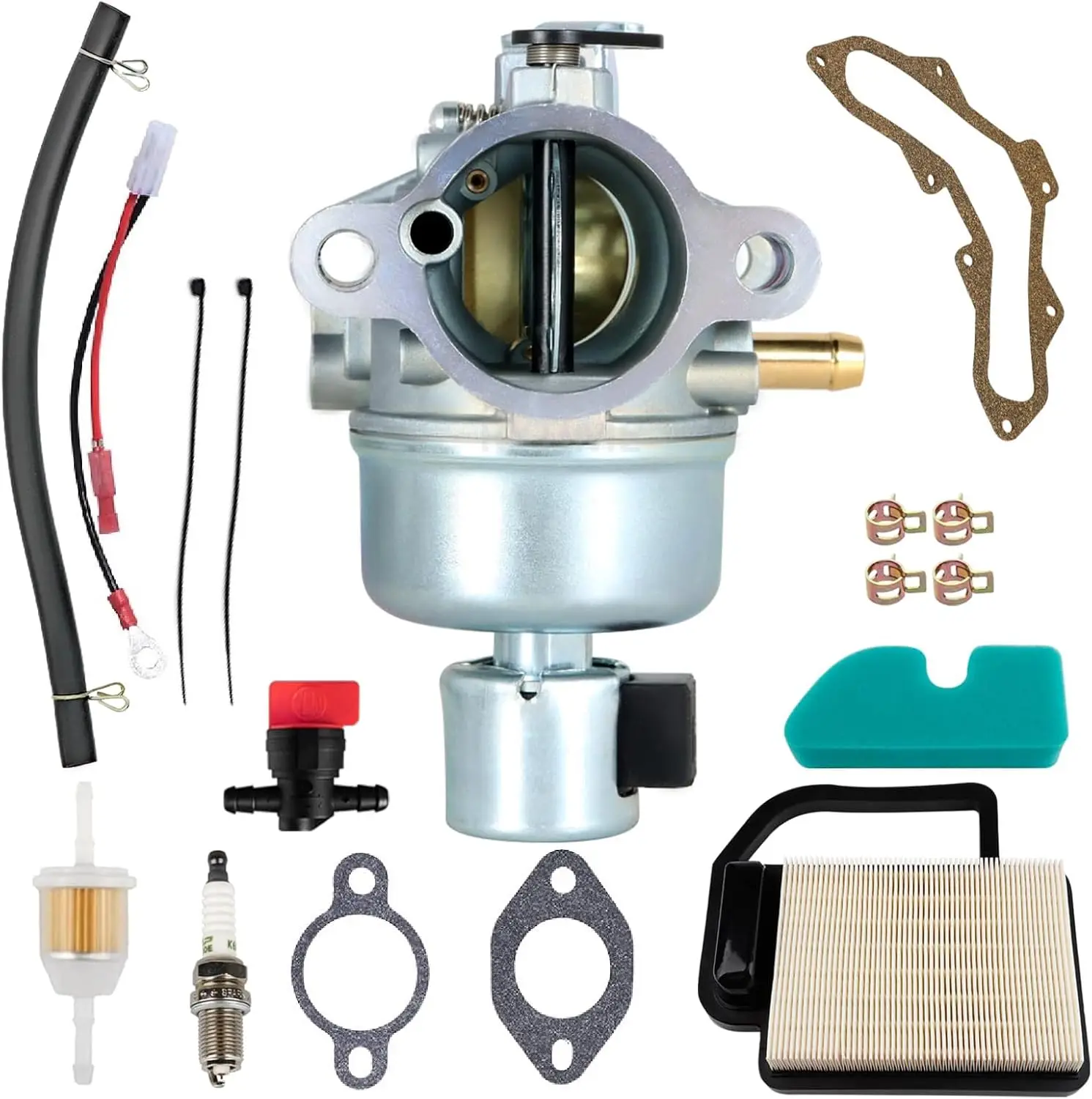 For 20 853 33-S Carburetor & 20 083 02-S Air Filter Rebuild Kit Compatible with Kohler 15 17 18 19 20HP Courage Engine SV470/530