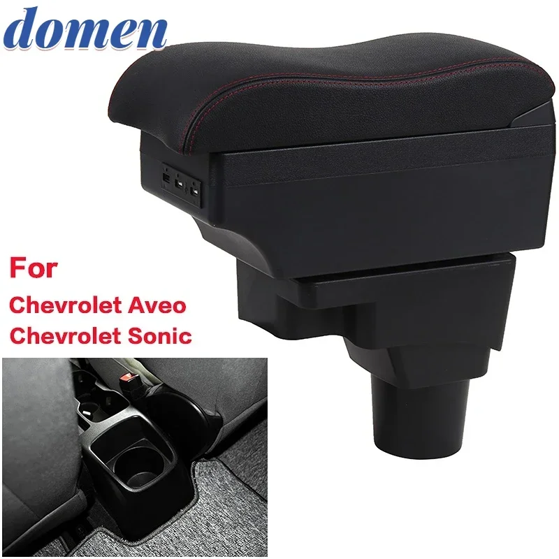 

For Chevrolet Aveo armrest box For Chevrolet Sonic Car Armrest box Storage box Internal modification USB Ashtray Accessories