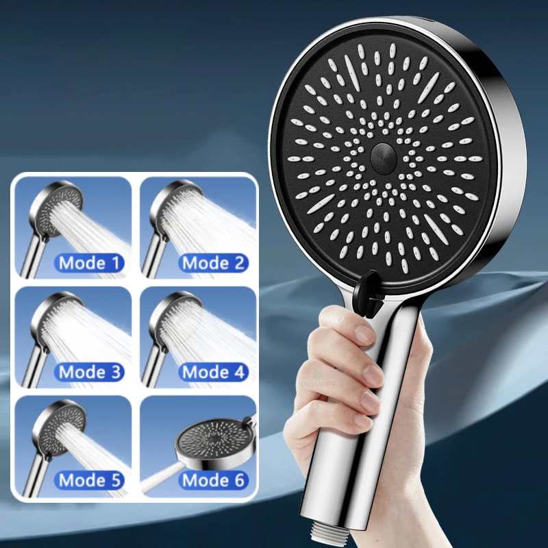 6 طرق رأس دش قابل للتعديل 15 سنتيمتر لوحة كبيرة يده ارتفاع ضغط رأس دش مع تدفق كبير رذاذ اكسسوارات الحمام #2