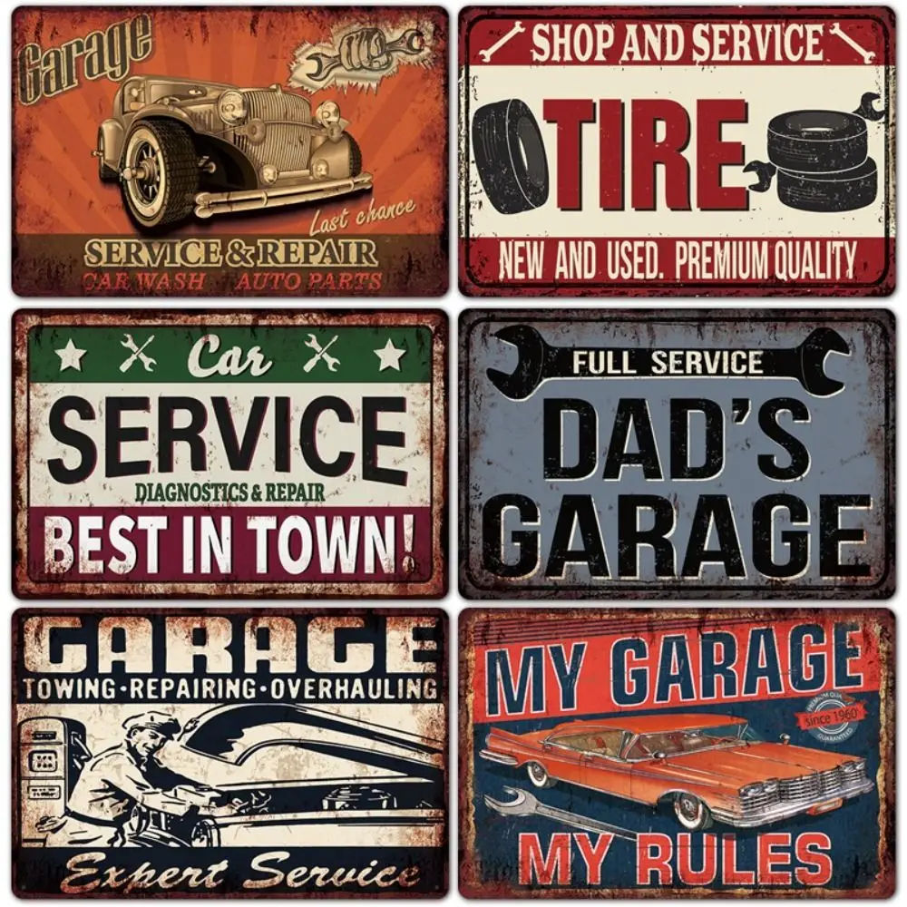 Trendy Iron Vintage Metal Tin Signs Plaque Dad's Garage Wall Art Decor Classic Car Caferacer Motorcycle Funny Retro Signs Cafes