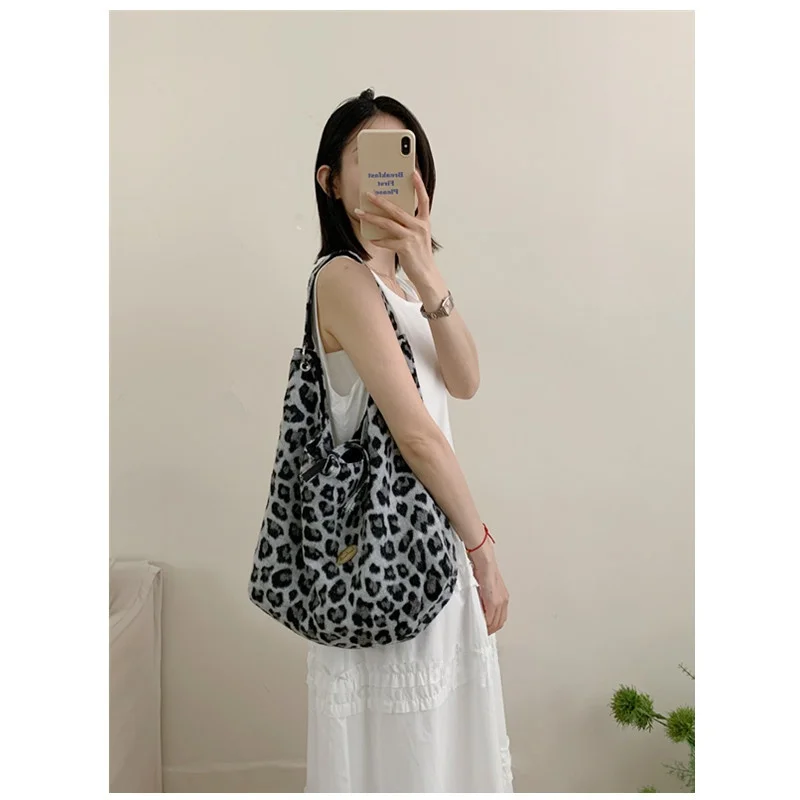 

Корейская сумка Laid-ba в стиле ретро с пятнистым узором, двусторонняя большая сумка на плечо Capaci, сумка для подмышек, холщовая сумка Faion