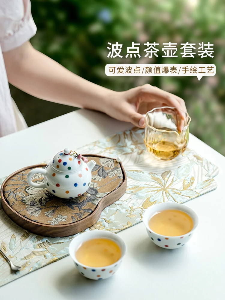 Creative Ceramic Teapot Tea Cup Household Hand-Painted Polka Dot Maker Dedicated Kung Fu Set for One Person