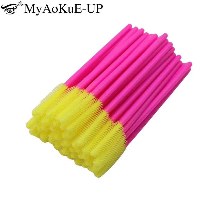 50pcs Disposable Silicone Eyelash Brushes Mascara Wands Applicator Eyebrow Comb Microbrush Lash Extension Supplies Makeup Tools