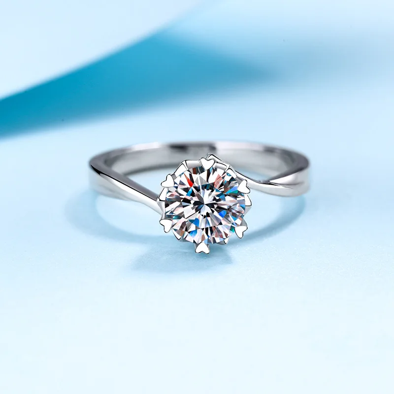 

Изысканное платиновое кольцо Pt950 в форме сердца с шестью крапанами для женщин, сверкающее, с муассанитом 0.3-2 карата, подарки на свадьбу