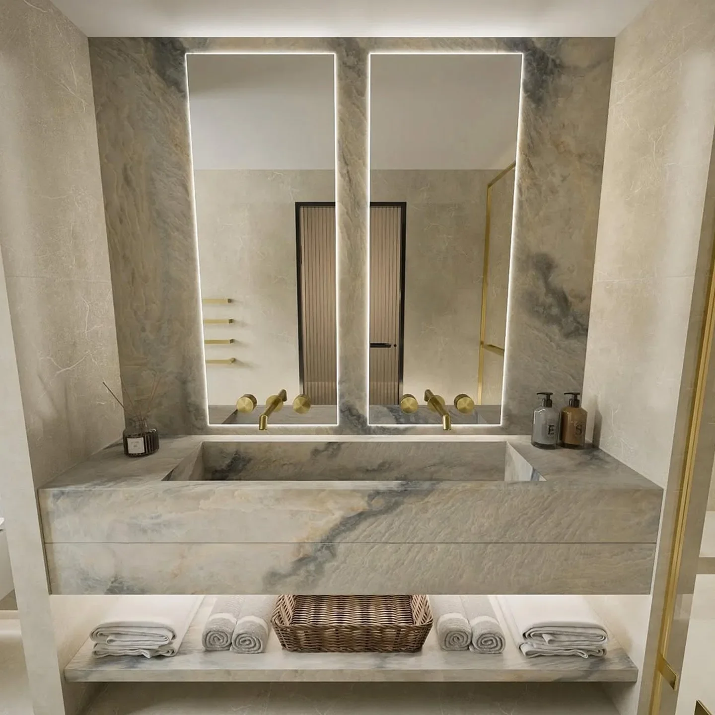 Modern Translucent Natural Onyx Stone Sink Hand Polished Solid Marble Wash Basin Luxury Art Basin for High-end Club Interior Dec