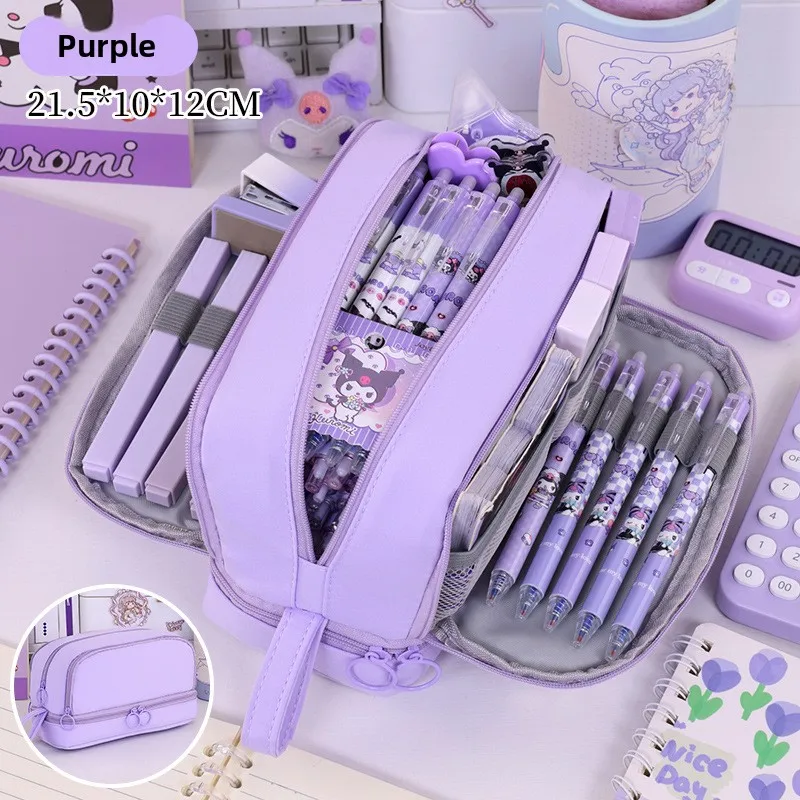 New pencil case back to school essential large capacity school supplies pencil eraser ruler storage bag stationery box view 5