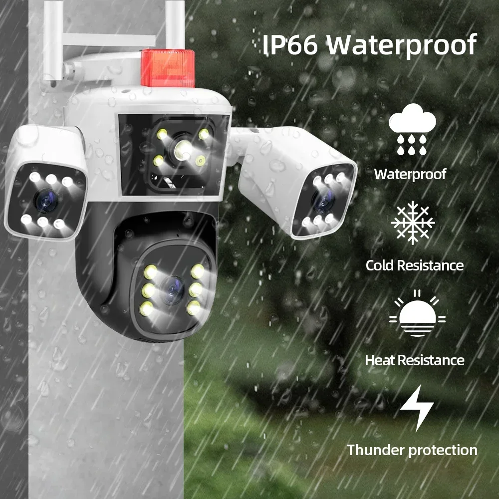 Imagem -05 - Câmera Exterior do Cctv do ip com Três Lentes Proteção Detecção de Movimento Câmeras de Segurança Wi-fi Ptz 6k 12mp