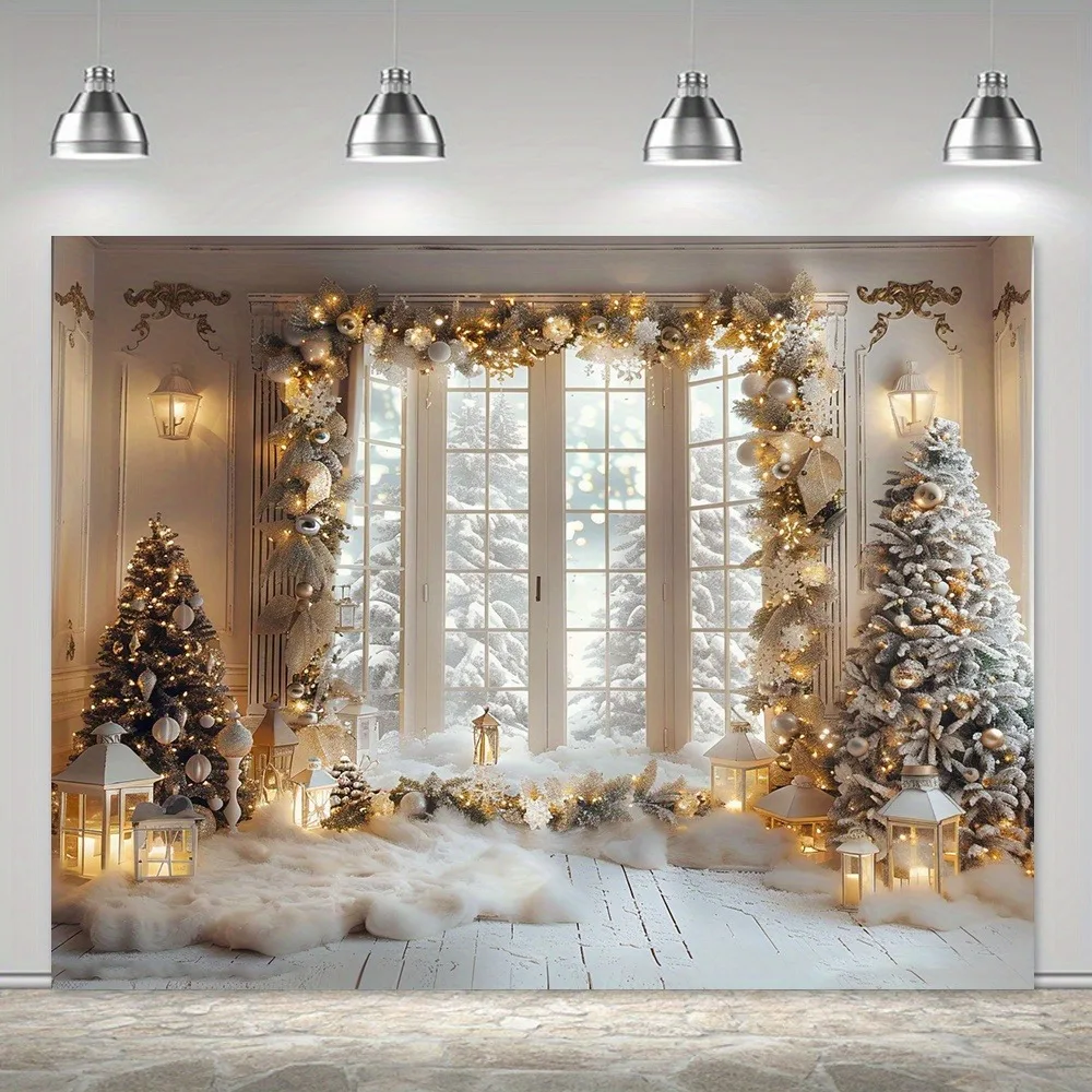 Christmas Day party decoration background cloth winter snow scene Christmas tree wall tapestry suitable for home outdoor