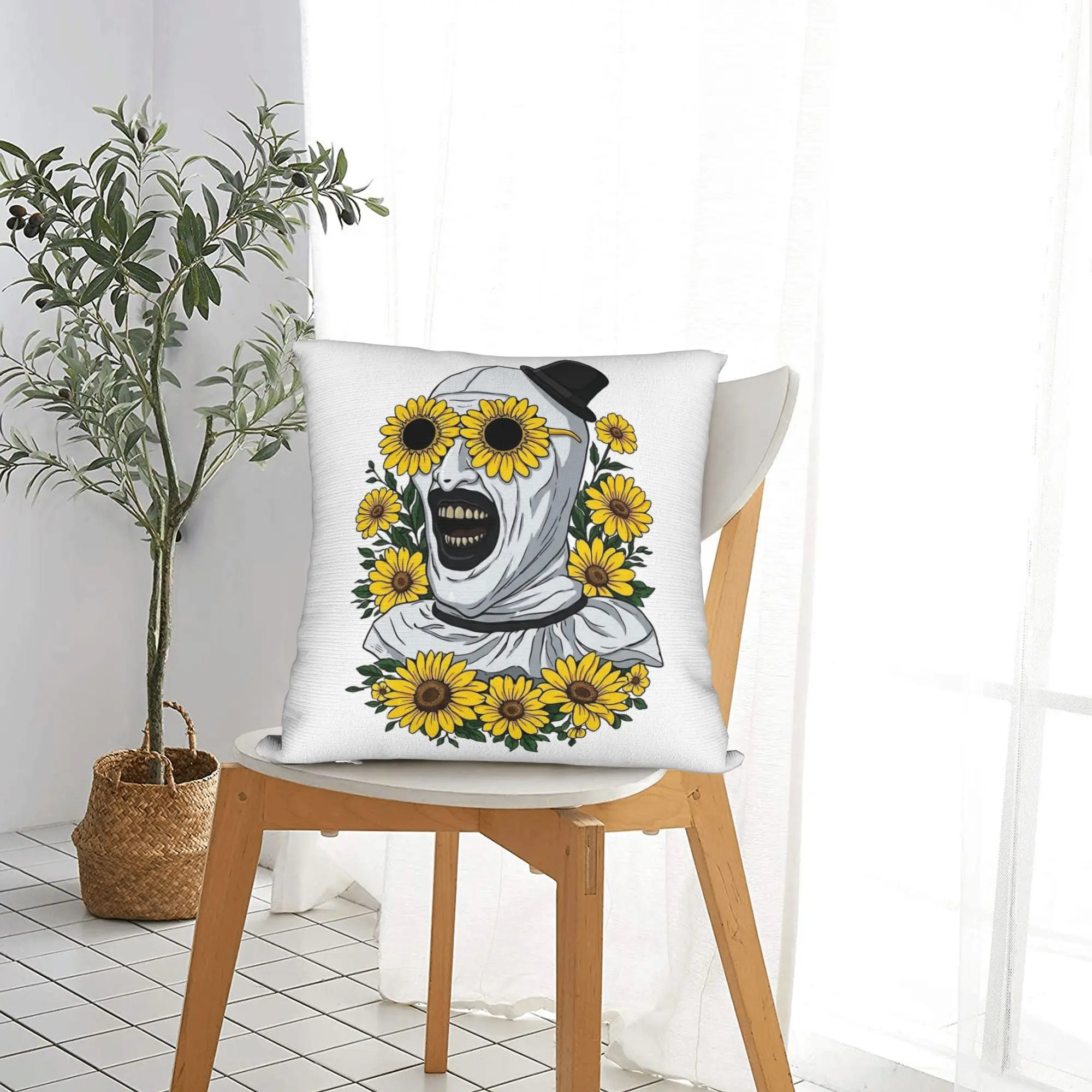 Art The Clown Terrifier Pillowcase Soft Cushion Cover Decor Halloween Throw Pillow Case Cover Car Zipper